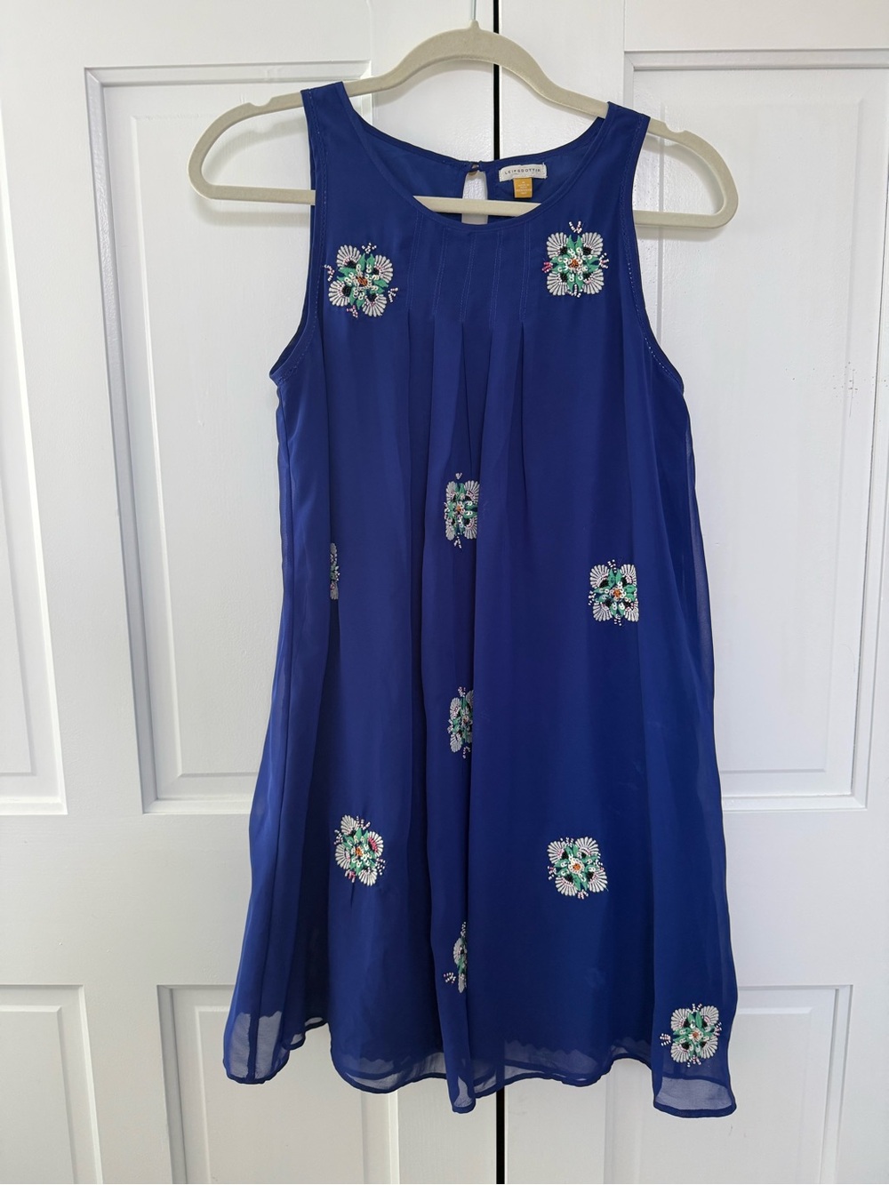 leifsdottir Cobalt Blue Beaded Shift Dress from Anthropology